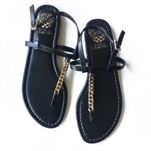 Vince Camuto Black Gold link sandals Size 9.5